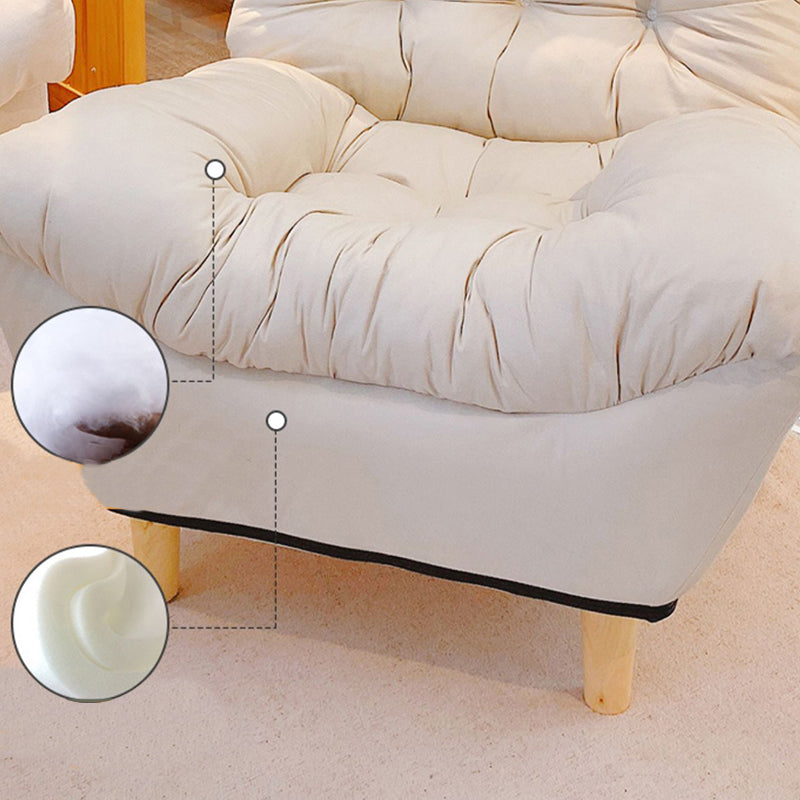 Scandinavian Tufted Single Recliner Chair Wooden Manual Recliner Chair with Footrest