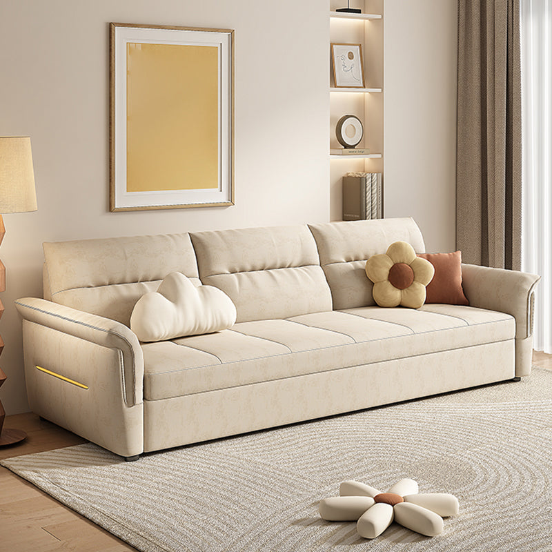 Glam White Futon and Mattress Flared Arms Folding Futon Frame