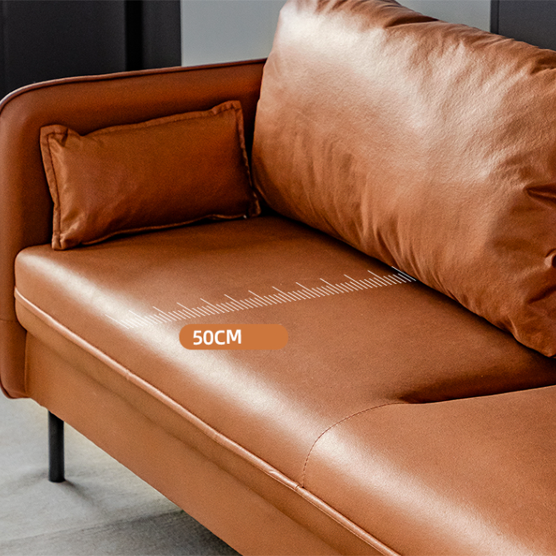 Square Arm Faux Leather Sofa Id Century Loose Back Single Cushion Sofa