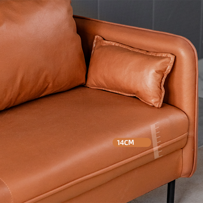 Square Arm Faux Leather Sofa Id Century Loose Back Single Cushion Sofa