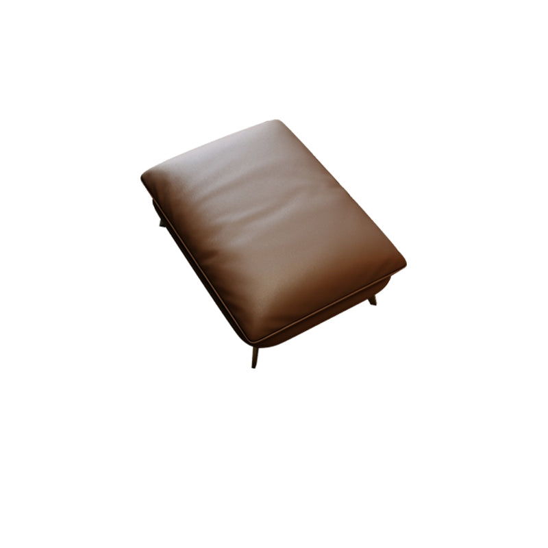 Brown Genuine Leather Sofa Loose Back Flared Arm Sofa with Pillows