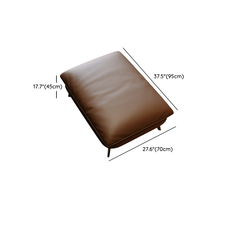 Brown Genuine Leather Sofa Loose Back Flared Arm Sofa with Pillows