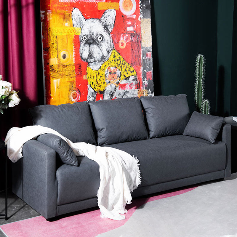 Square Arm Loose Back Sofa 2/3-Seater Nordic Leather Single Cushion Sofa