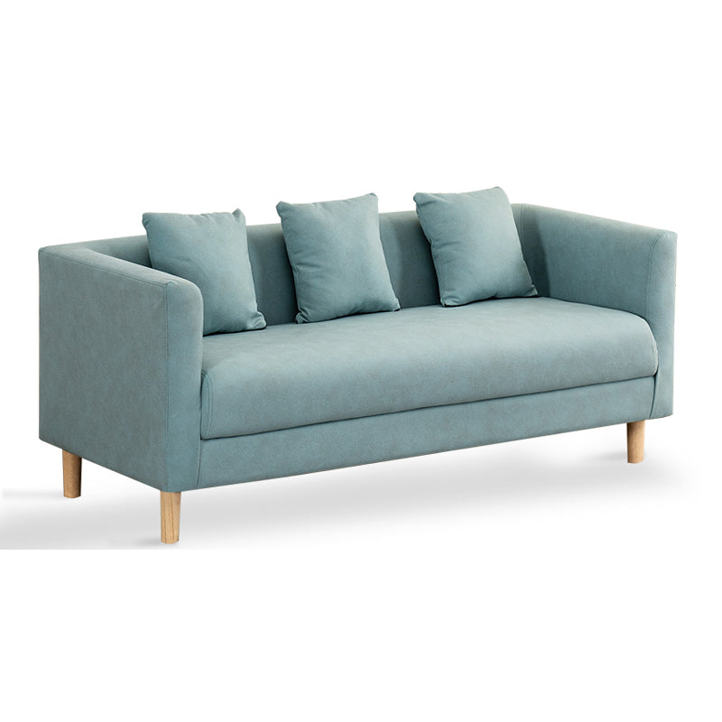 Faux Leather Tuxedo Arm Sofa Scandinavian Single Cushion Sofa with Pillows