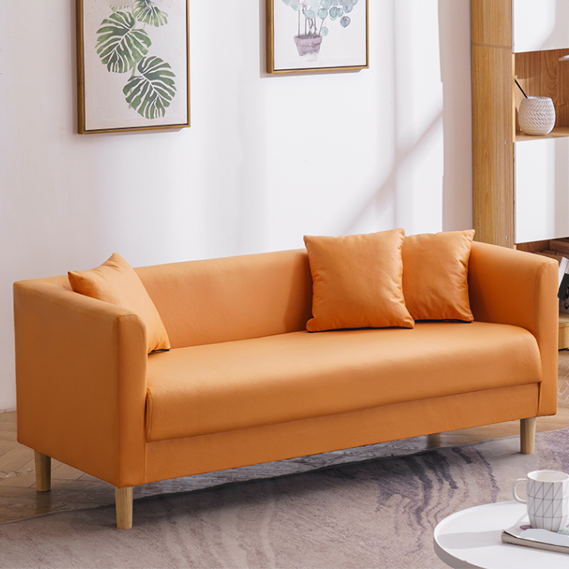 Faux Leather Tuxedo Arm Sofa Scandinavian Single Cushion Sofa with Pillows