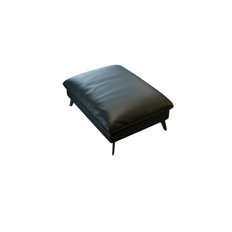 Black Genuine Leather Settee Mid-Century Modern Pillow Top Arm Sofa - 33.5" H