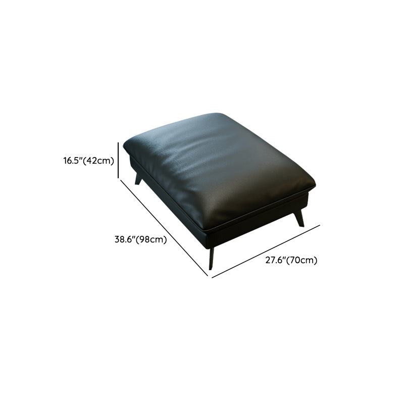 Black Genuine Leather Settee Mid-Century Modern Pillow Top Arm Sofa - 33.5" H