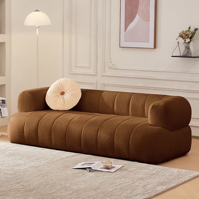 Recessed Arm Wool Sofa Scandinavian 23.6" High Sofa with Pillows