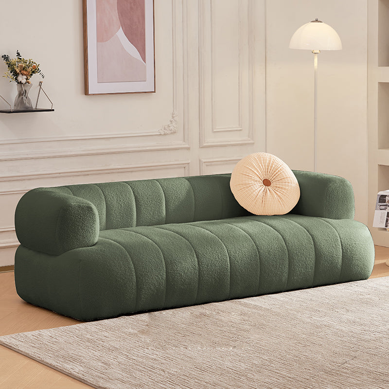 Recessed Arm Wool Sofa Scandinavian 23.6" High Sofa with Pillows