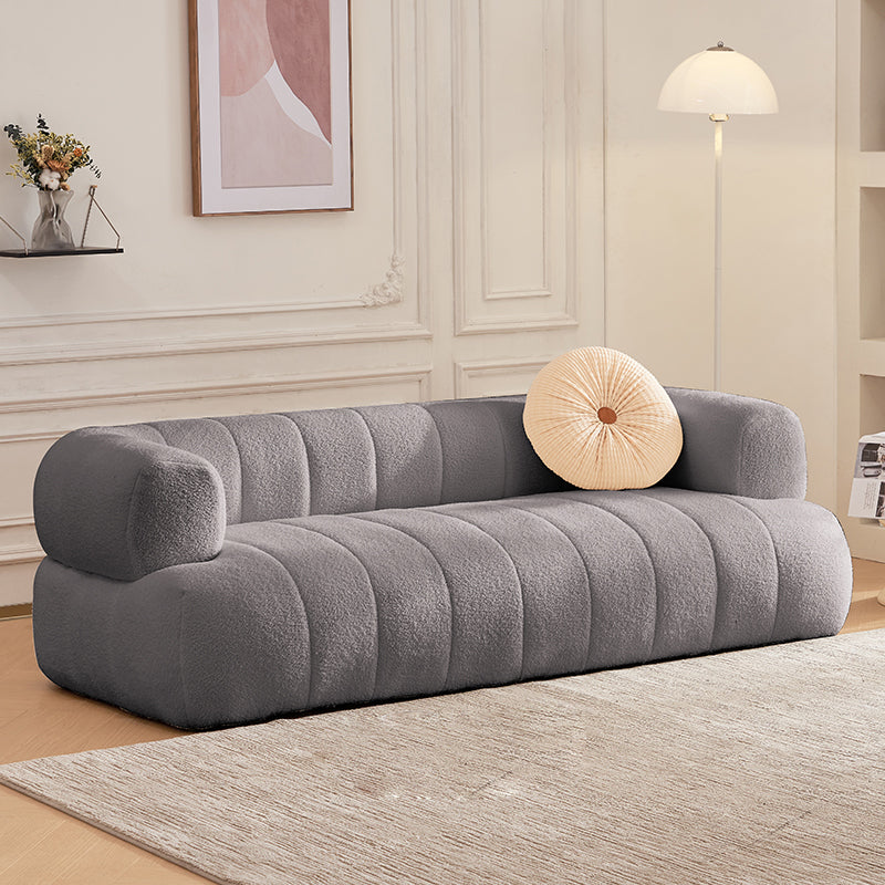 Recessed Arm Wool Sofa Scandinavian 23.6" High Sofa with Pillows