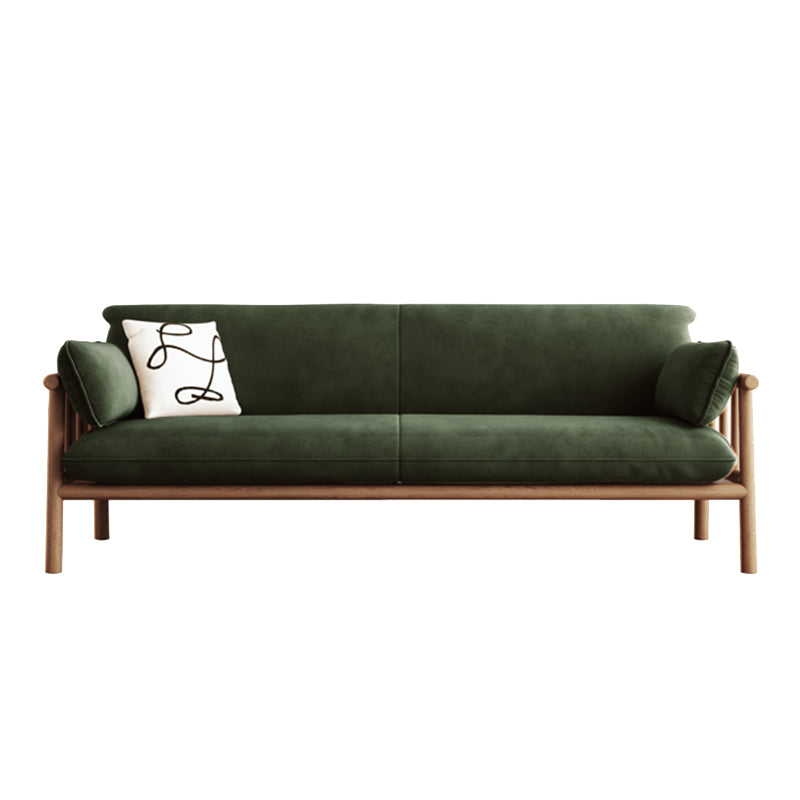 Slipcovered Single Cushion Sofa Tropical Solid Wood Seat with Pillows