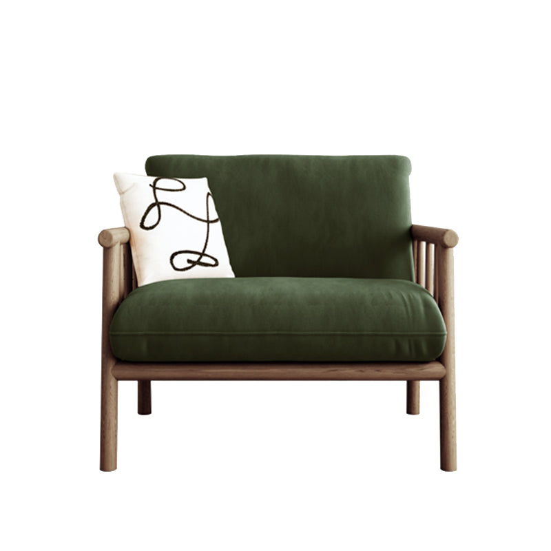 Slipcovered Single Cushion Sofa Tropical Solid Wood Seat with Pillows