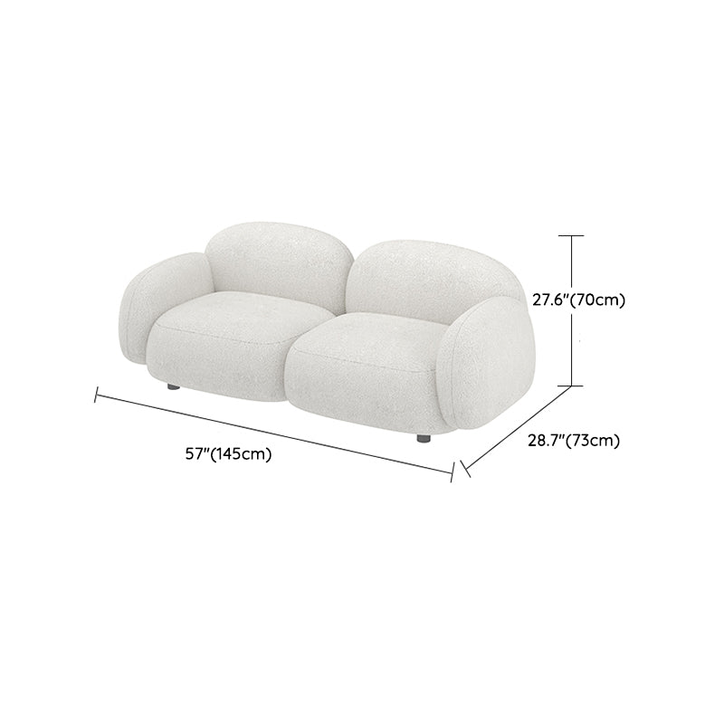 Square Arm Wool Sofa Scandinavian 1/2/3-Seater Sofa in White