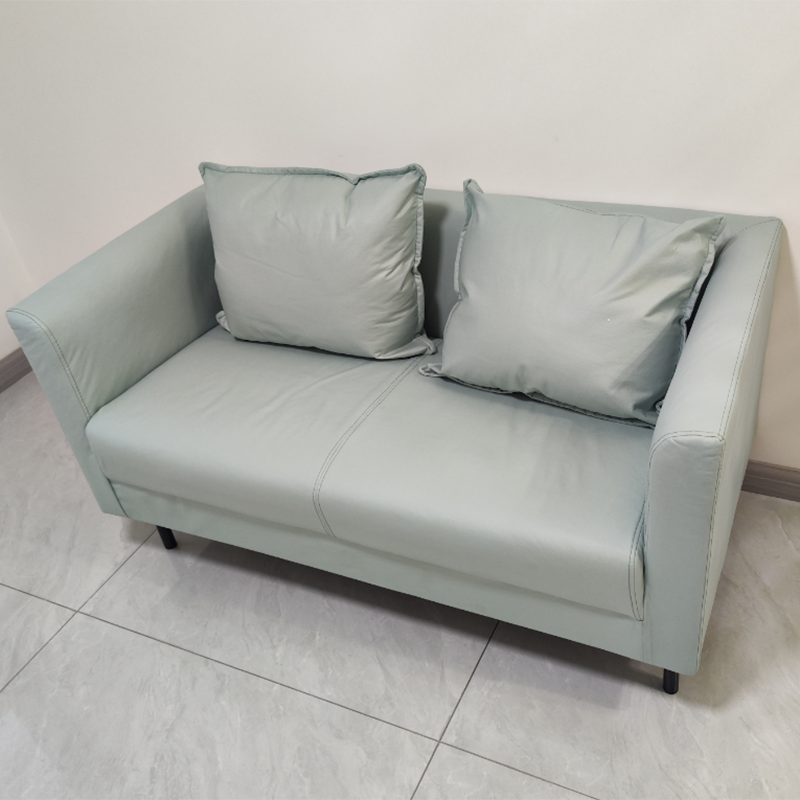 Faux Leather Loose Back Sofa Square Arm Single Cushion Loveseat