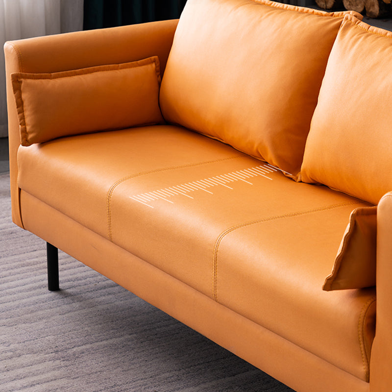 Faux Leather Loose Back Sofa Square Arm Single Cushion Loveseat