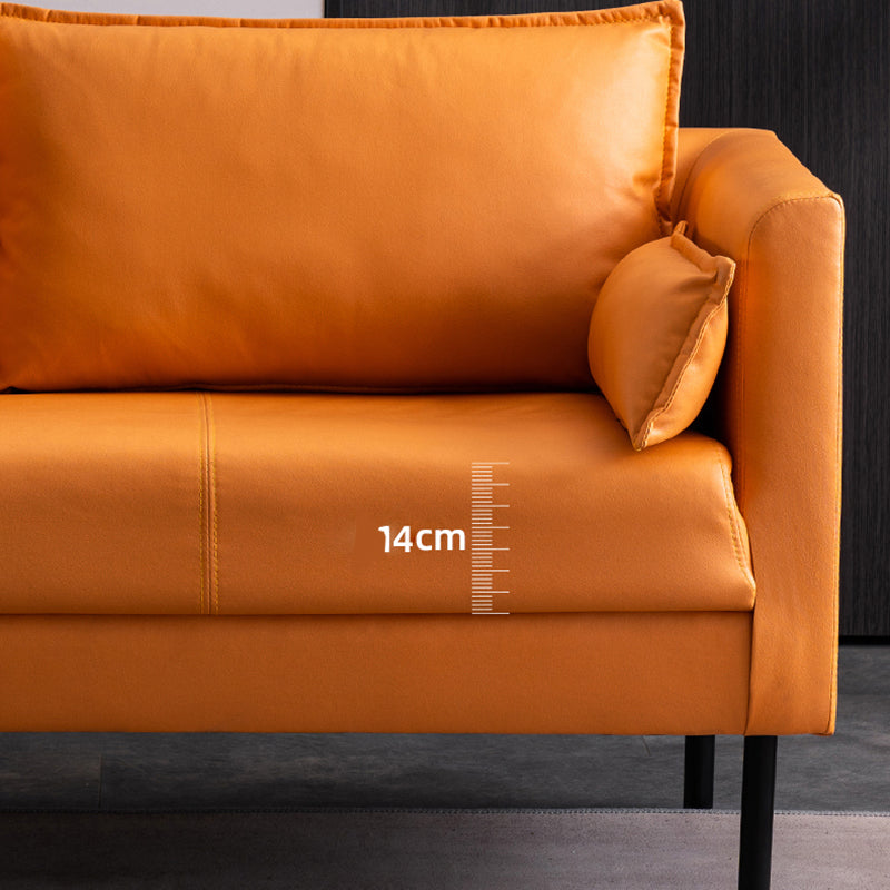 Faux Leather Loose Back Sofa Square Arm Single Cushion Loveseat