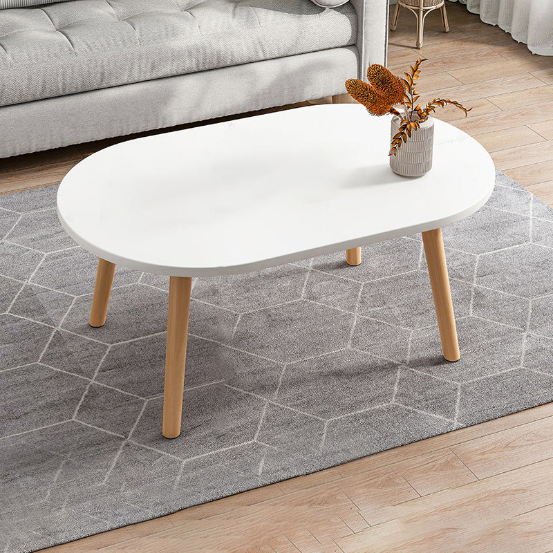 Modern Wooden Coffee Table Oval Bunching Coffee Table Set for Living Room