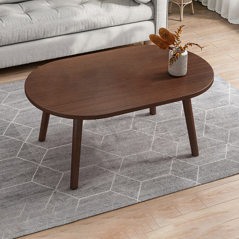 Modern Wooden Coffee Table Oval Bunching Coffee Table Set for Living Room