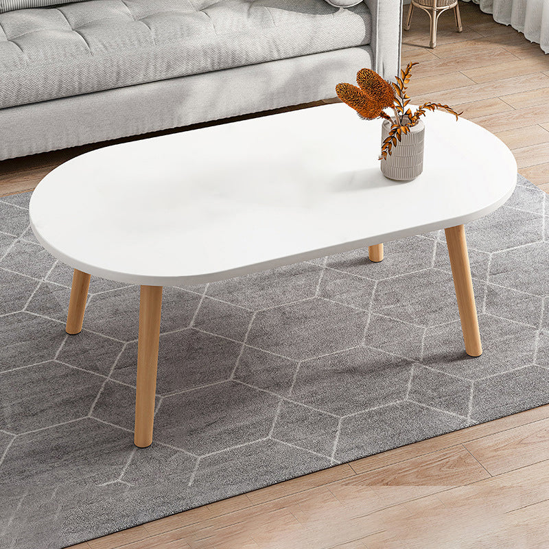 Modern Wooden Coffee Table Oval Bunching Coffee Table Set for Living Room