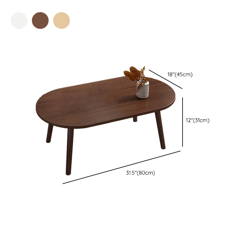 Modern Wooden Coffee Table Oval Bunching Coffee Table Set for Living Room