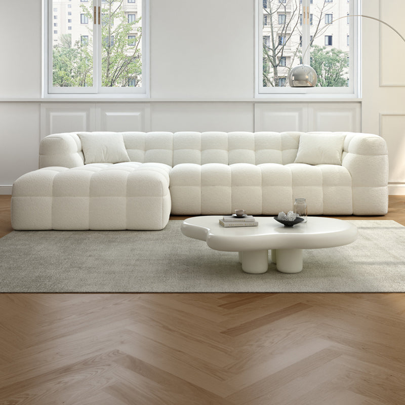 Scandinavian Living Room Sectional Sofas White L-Shape Modular Sleeper Sectional