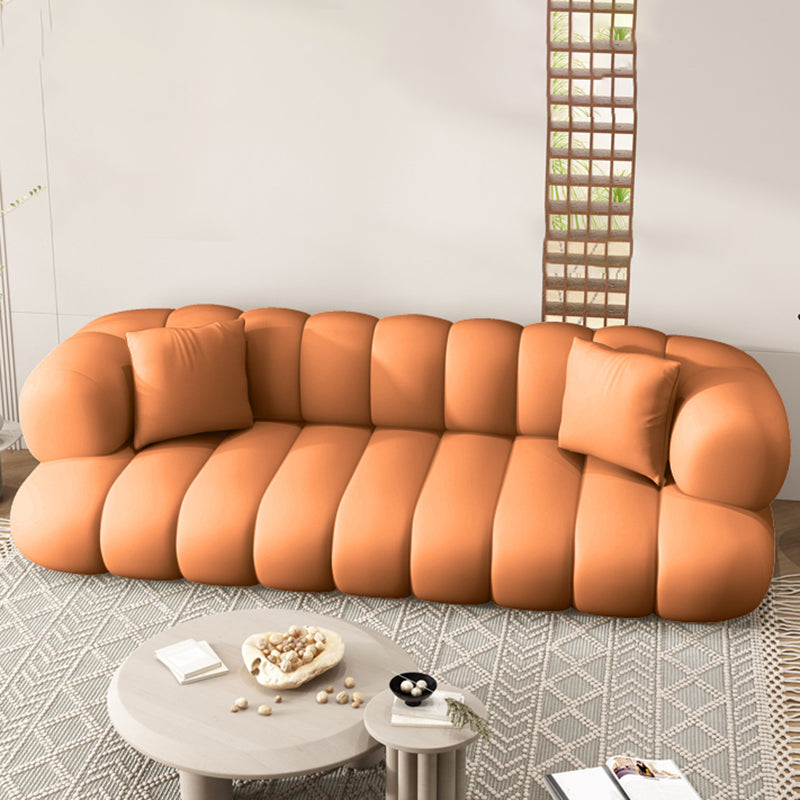 Sewn Pillow Back Sofa Northern European Recessed Arm Sofa with Pillows