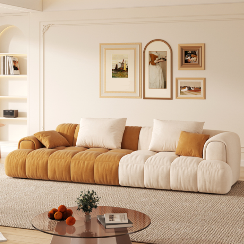 Scandinavian Recessed Arm Sofa 28.7" H Blocks Sofa with Pillows