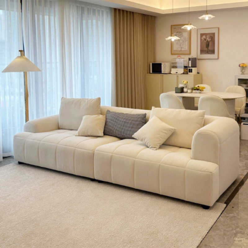 Scandinavian Recessed Arm Sofa 28.7" H Blocks Sofa with Pillows
