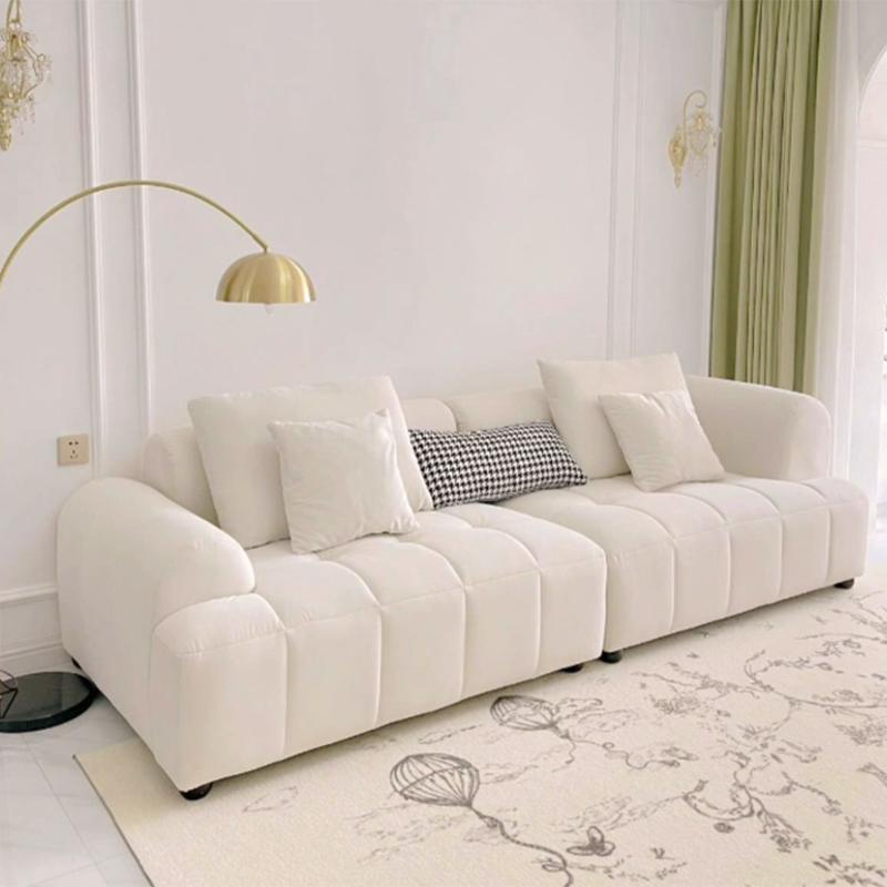 Scandinavian Recessed Arm Sofa 28.7" H Blocks Sofa with Pillows
