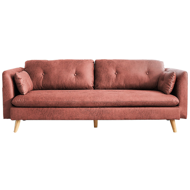 Tufted Square Arm Sofa 3-Seater Faux Leather Single Cushion Sofa