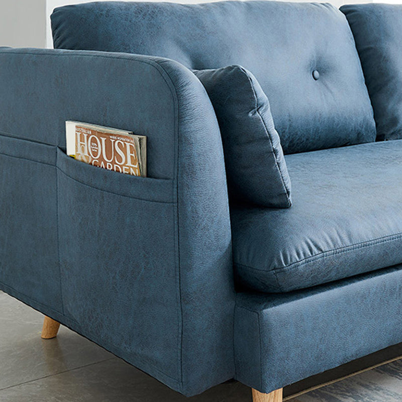 Tufted Square Arm Sofa 3-Seater Faux Leather Single Cushion Sofa