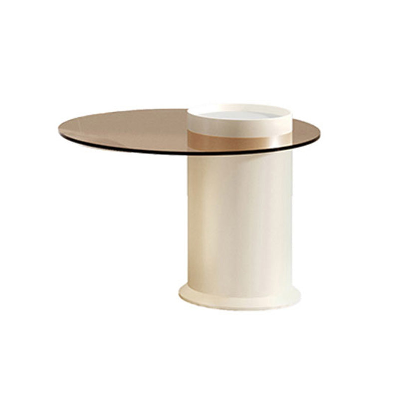 Round Slate Top Coffee Table Glam Drum Coffee Cocktail Table