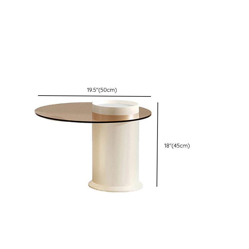 Round Slate Top Coffee Table Glam Drum Coffee Cocktail Table