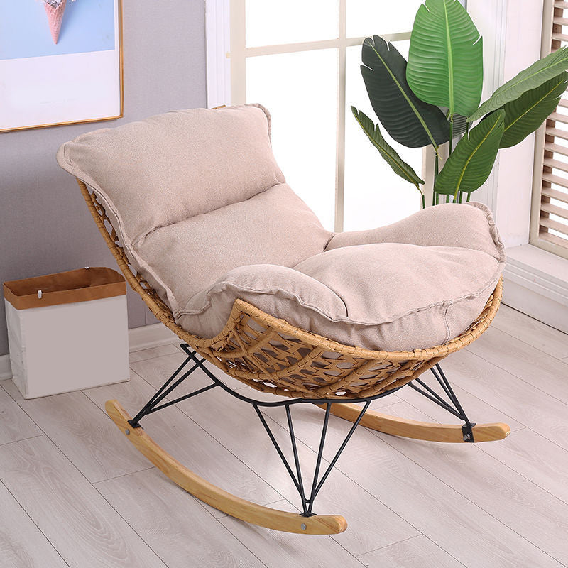 Modern Style Rattan Sofa Rocking Chair Indoor Rocking Chair with Cushion