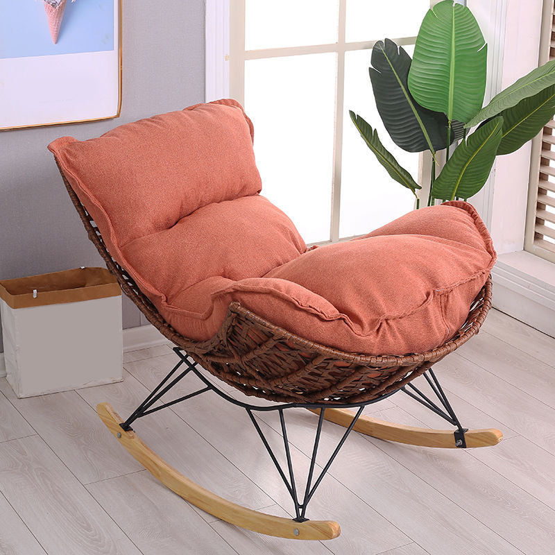 Modern Style Rattan Sofa Rocking Chair Indoor Rocking Chair with Cushion