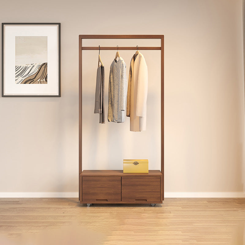Wooden Open Wardrobe Modern Minimalist Bedroom Wardrobe Armoire with Drawers