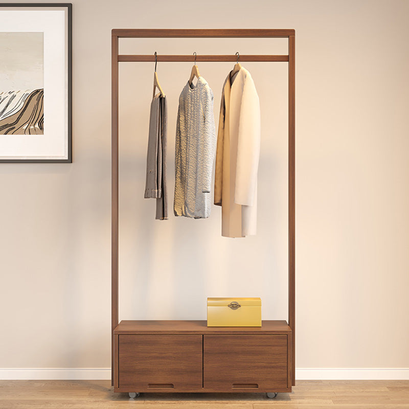 Wooden Open Wardrobe Modern Minimalist Bedroom Wardrobe Armoire with Drawers