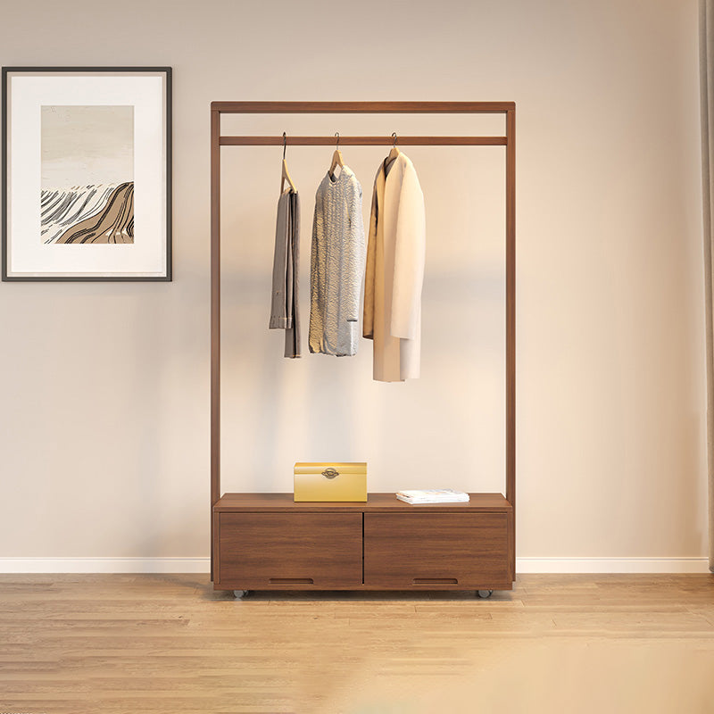 Wooden Open Wardrobe Modern Minimalist Bedroom Wardrobe Armoire with Drawers
