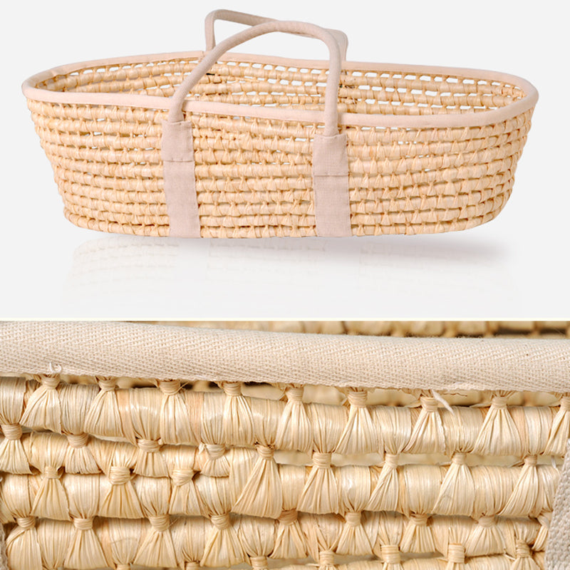 Portable Wicker Crib Cradle Natural Oval Crib Cradle for Toddler