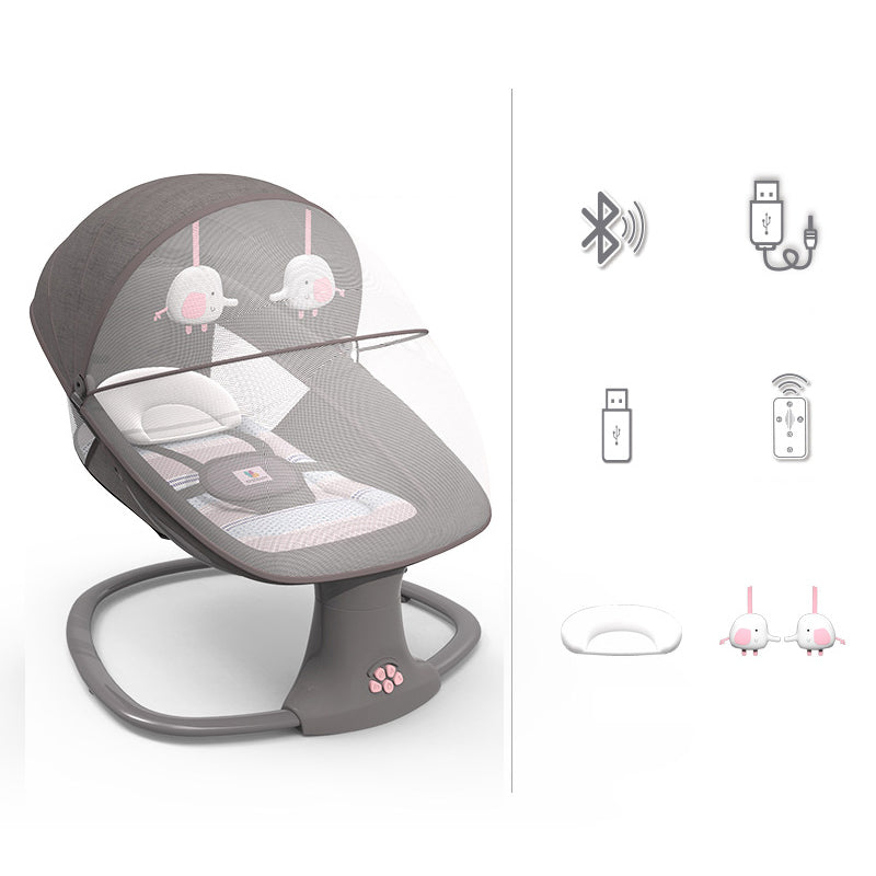 Metal Rocking Baby Crib Cradle Electric Oval Cradle with Mattress