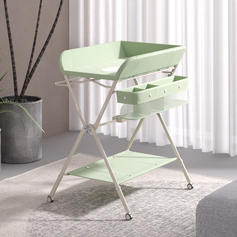 Portable Baby Changing Table Folding Metal Changing Table with Basket
