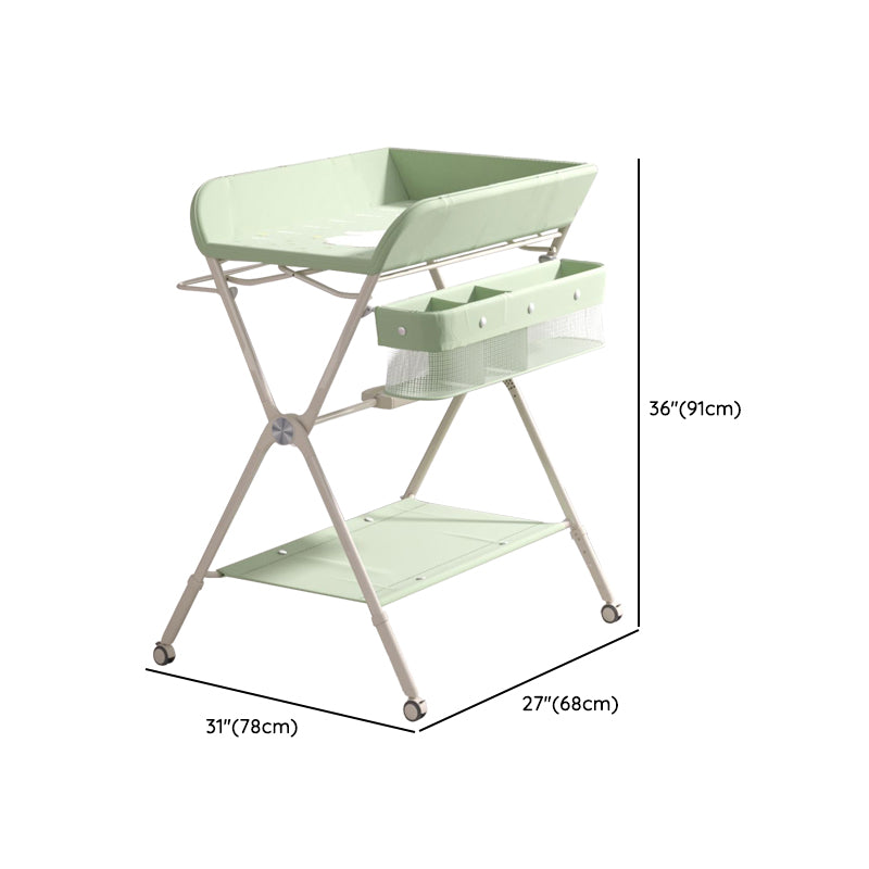 Portable Baby Changing Table Folding Metal Changing Table with Basket