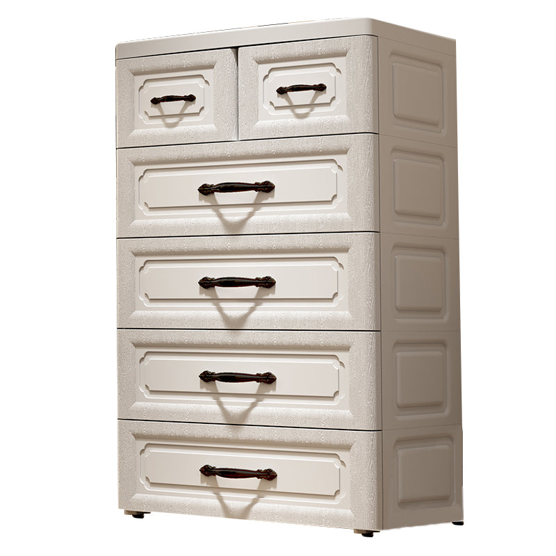 Scandinavian Vertical Kids Nightstand 5/6 Drawers Plastic Nursery Dresser for Bedroom