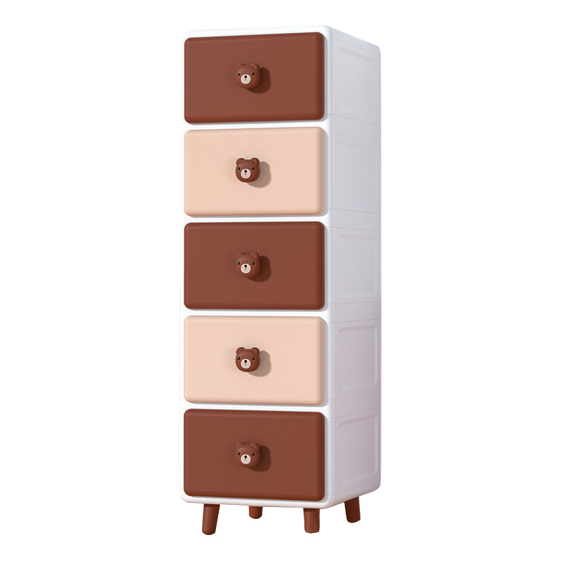 Contemporary Vertical Kids Nightstand Plastic Nursery Dresser with 5/6 Drawers
