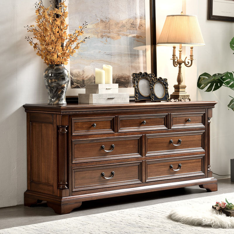 Contemporary Horizontal Double Dresser Wood Storage Chest for Bedroom