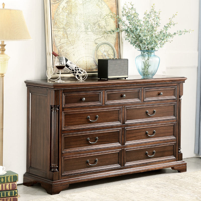 Contemporary Horizontal Double Dresser Wood Storage Chest for Bedroom