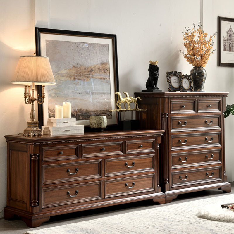 Contemporary Horizontal Double Dresser Wood Storage Chest for Bedroom