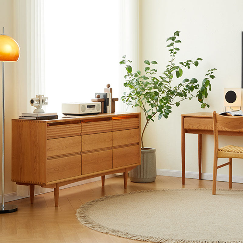 Contemporary Horizontal Double Dresser Wooden Storage Chest Dresser for Bedroom