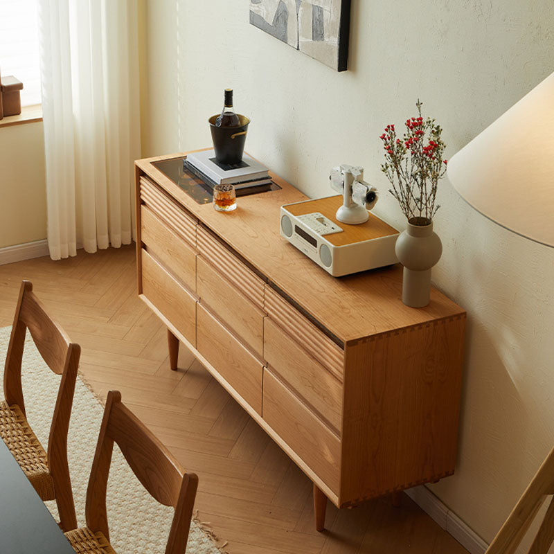 Contemporary Horizontal Double Dresser Wooden Storage Chest Dresser for Bedroom