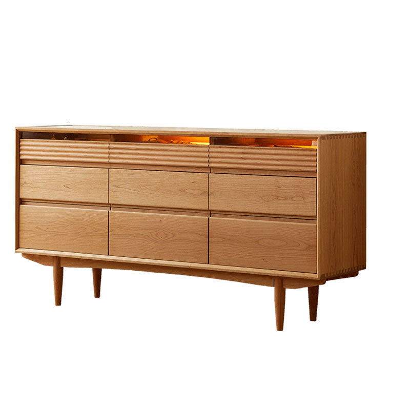Contemporary Horizontal Double Dresser Wooden Storage Chest Dresser for Bedroom